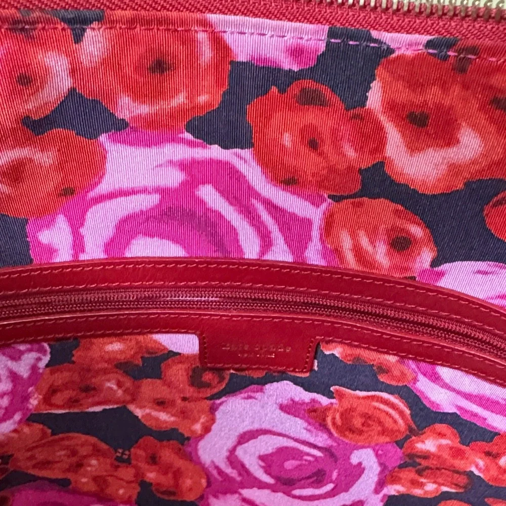Kate Spade New York Red Leather Shoulder‎ Bag – Floral Lining